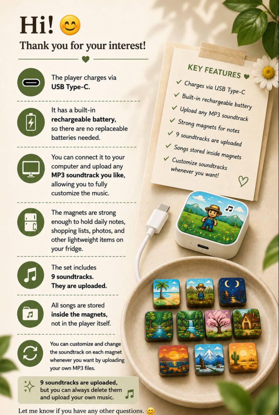 Stardew Valley Fridge Magnet Music Box (Includes 9 Fridge Magnets + Music Tracks)